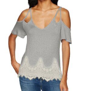 Self Esteem Juniors Lace Trim Knit Blouse Size Large NWT